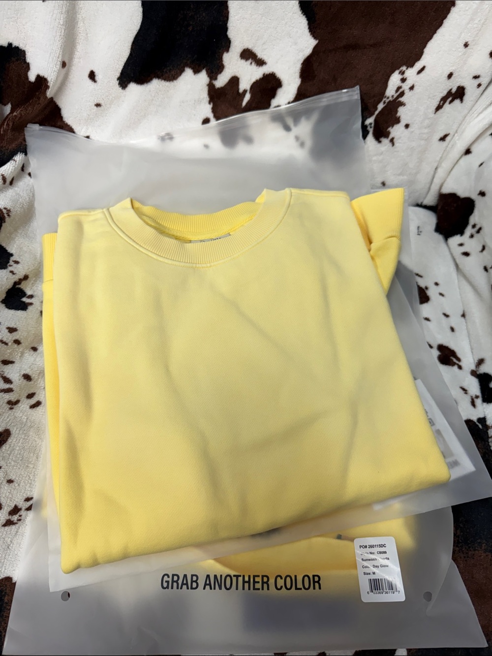 Women's Soft Yellow LS Crewneck Sweatshirt & shorts